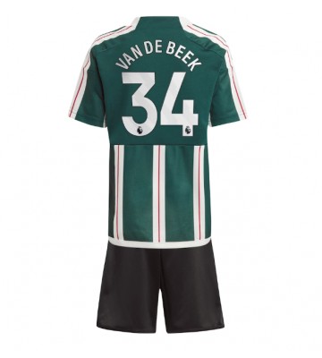 Lacne Dětský Futbalové dres Manchester United Donny van de Beek #34 2023-24 Krátky Rukáv - Preč (+ trenírky)